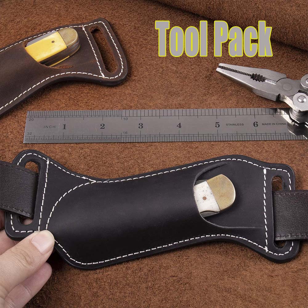 Edc Carry Belt Leather - Fodero da Cintura per Coltello Pieghevole