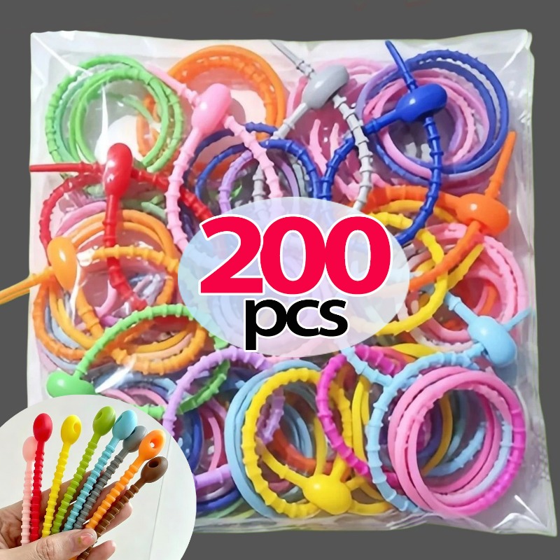 Cable Winder Keychain - 10/200 Pezzi Fascette in Silicone Multicolore